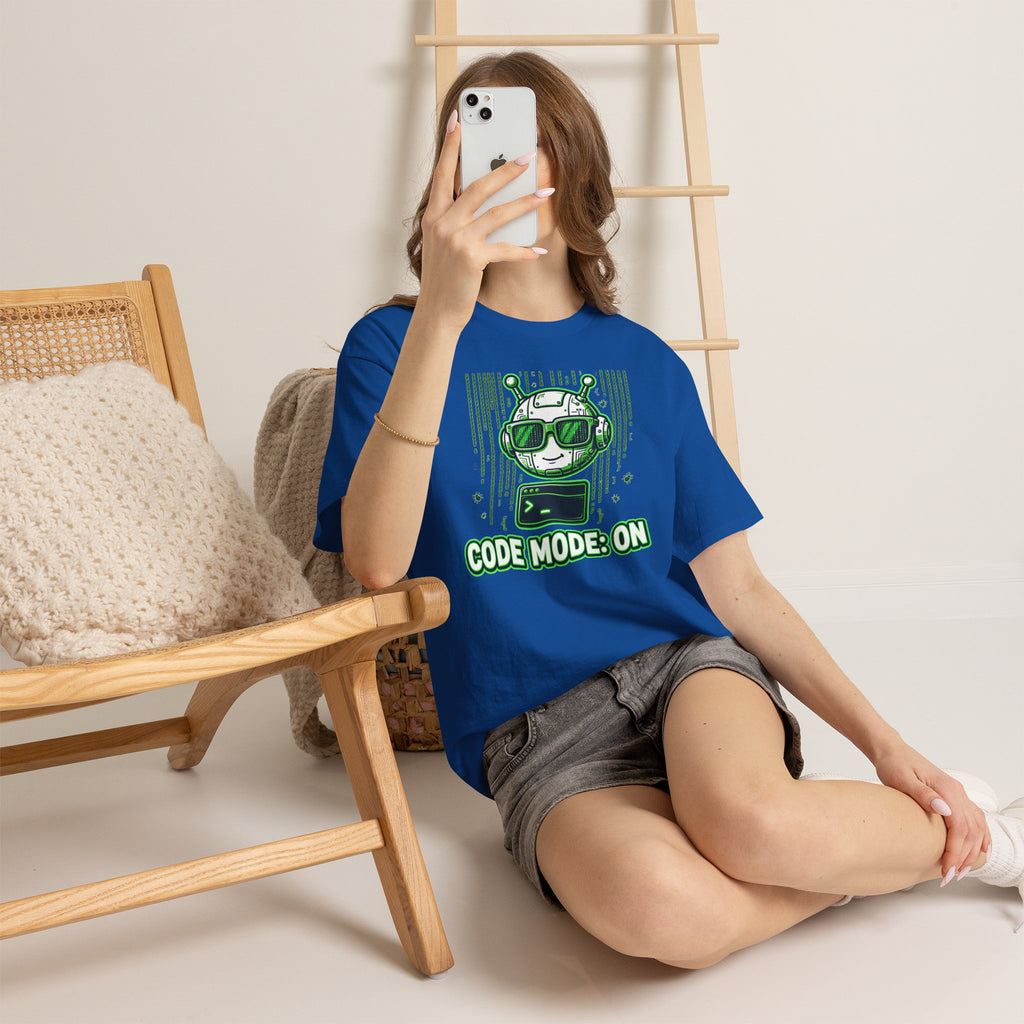 Code Mode On T-Shirt — Funny Programmer Alien Graphic Tee for Developers