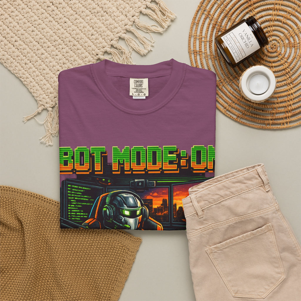 Bot Mode On T-Shirt — Retro Cyberpunk Robot Gamer Tee