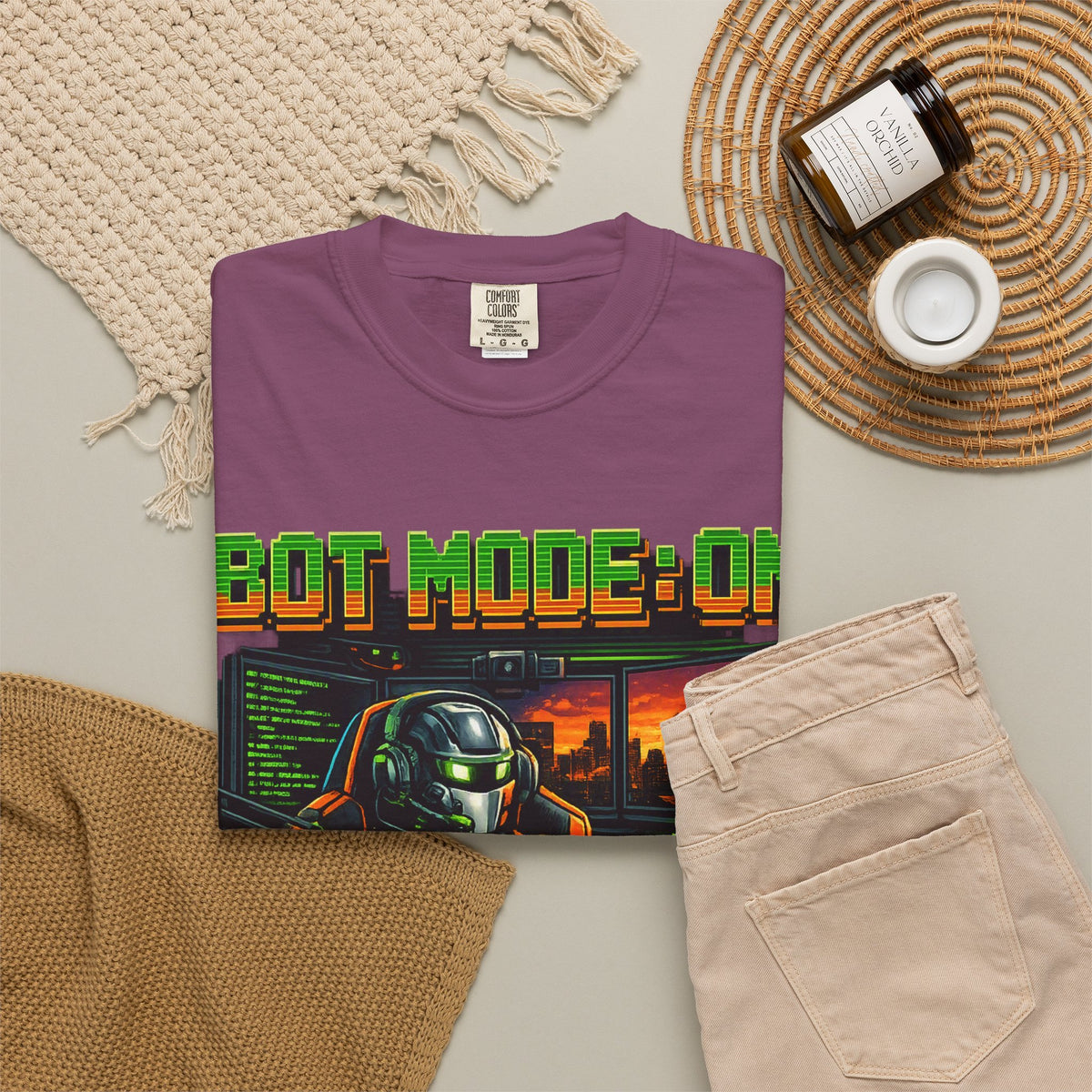 Bot Mode On T-Shirt — Retro Cyberpunk Robot Gamer Tee