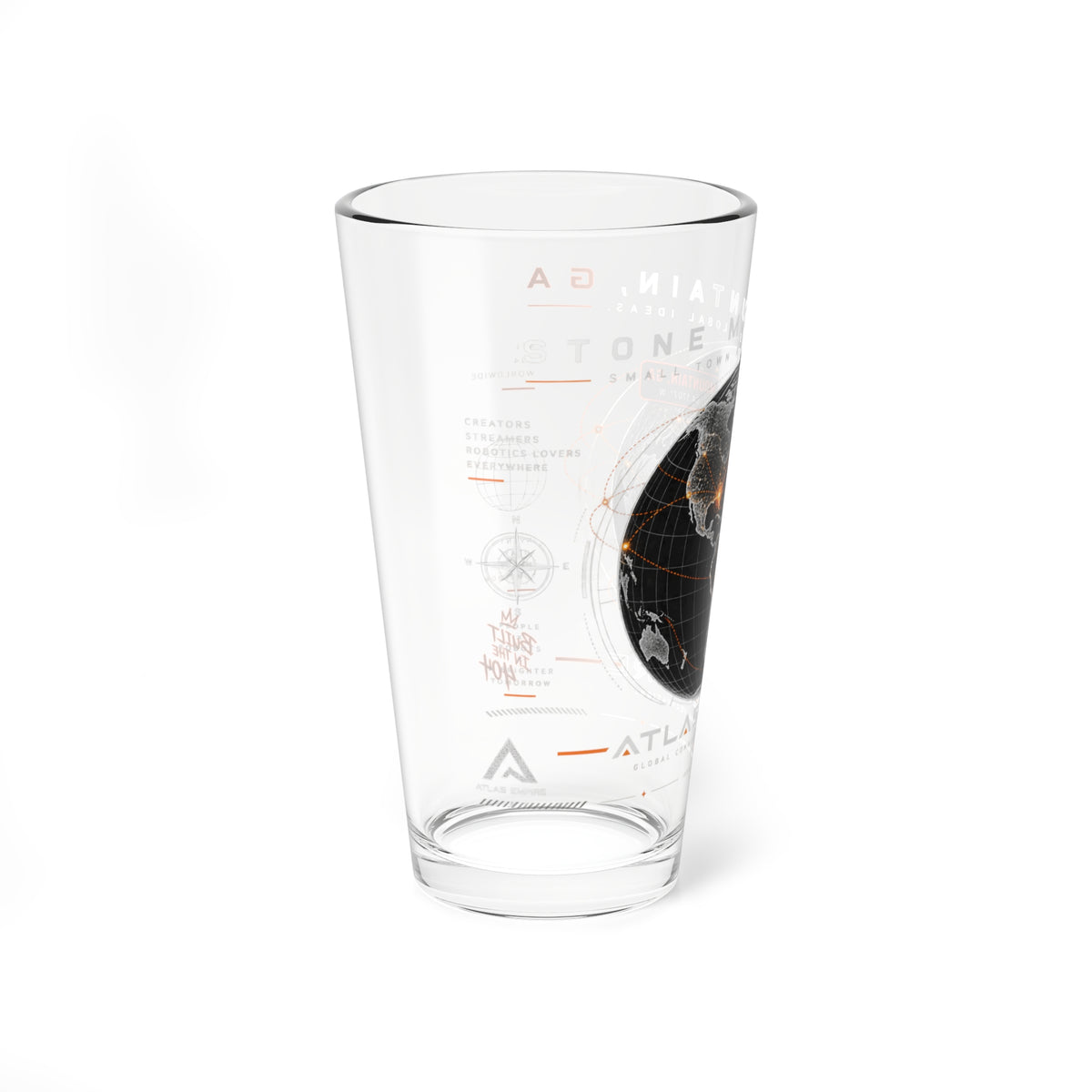 Mixing Glass — 16oz World Map Cocktail Pint Glass