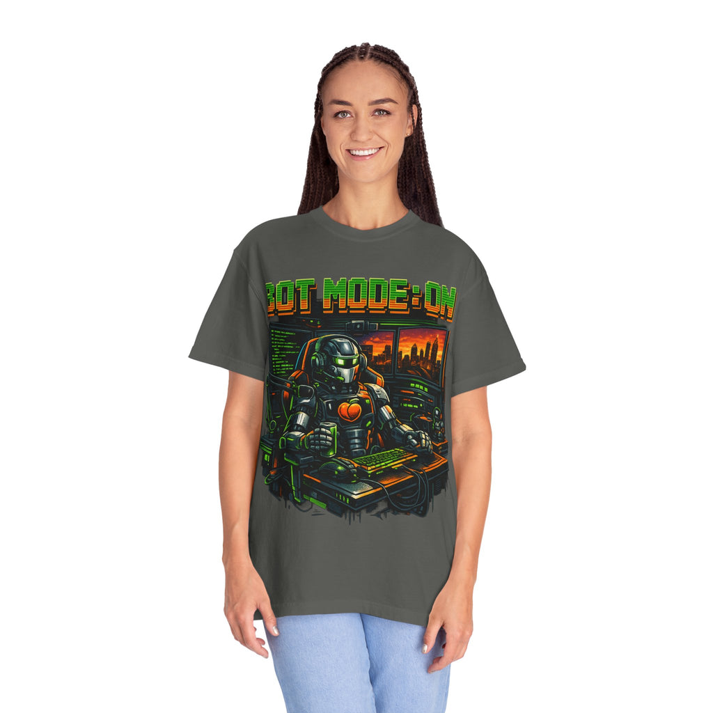 Bot Mode On T-Shirt — Retro Cyberpunk Robot Gamer Tee