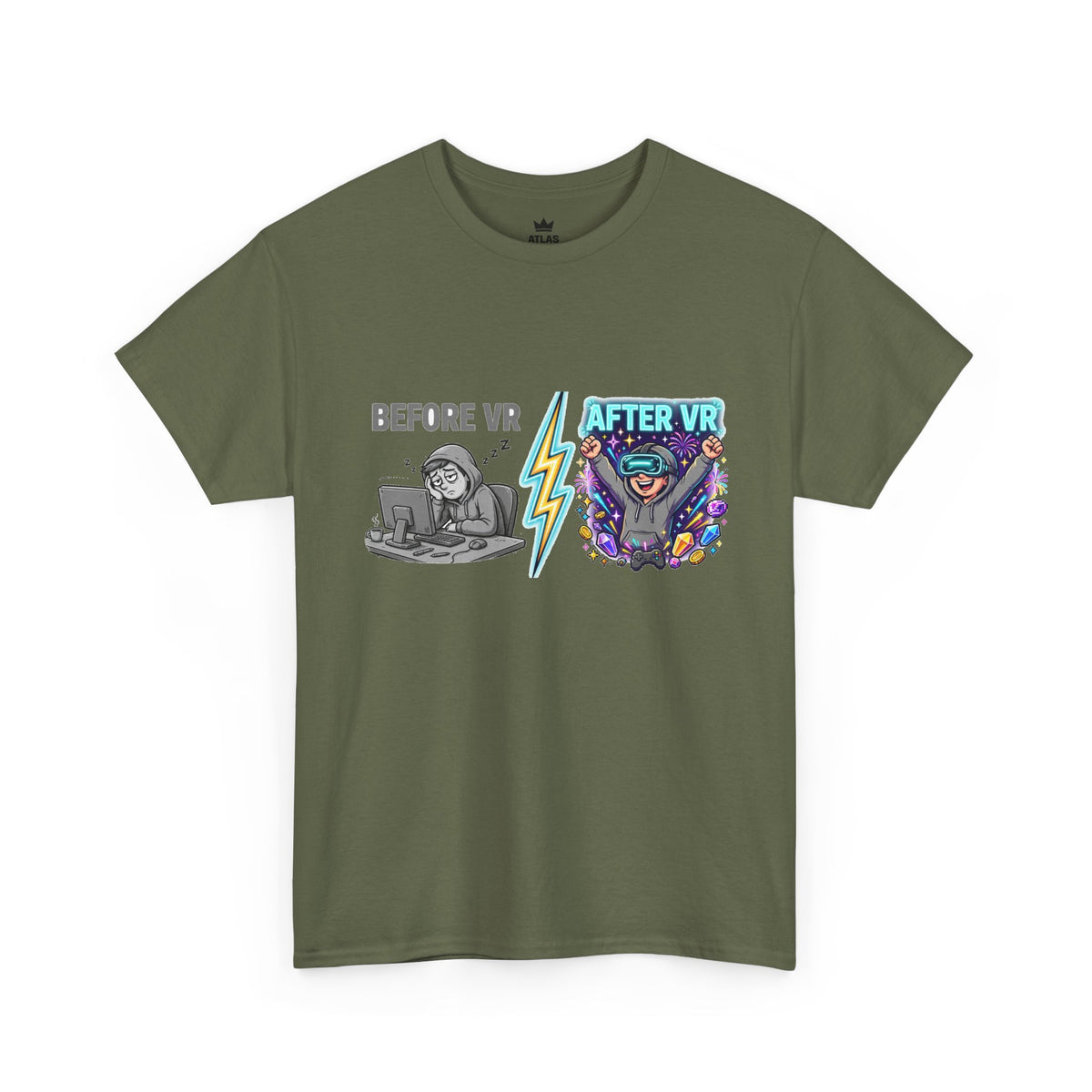 Before VR / After VR T-Shirt — Funny Gamer VR Reality Contrast Tee