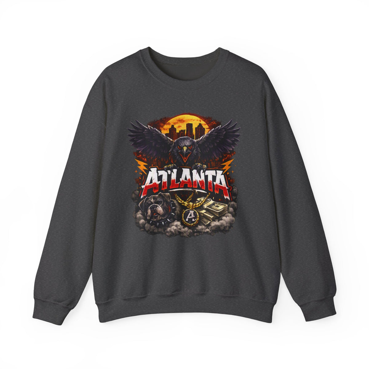 Atlanta Raven Graphic Sweatshirt – City Skyline Vintage Motorcycle Design