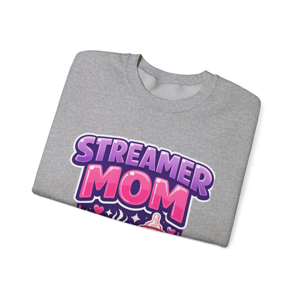Streamer Mom Sweatshirt — Gamer Mom Crewneck with Controller & Baby Bottle Design