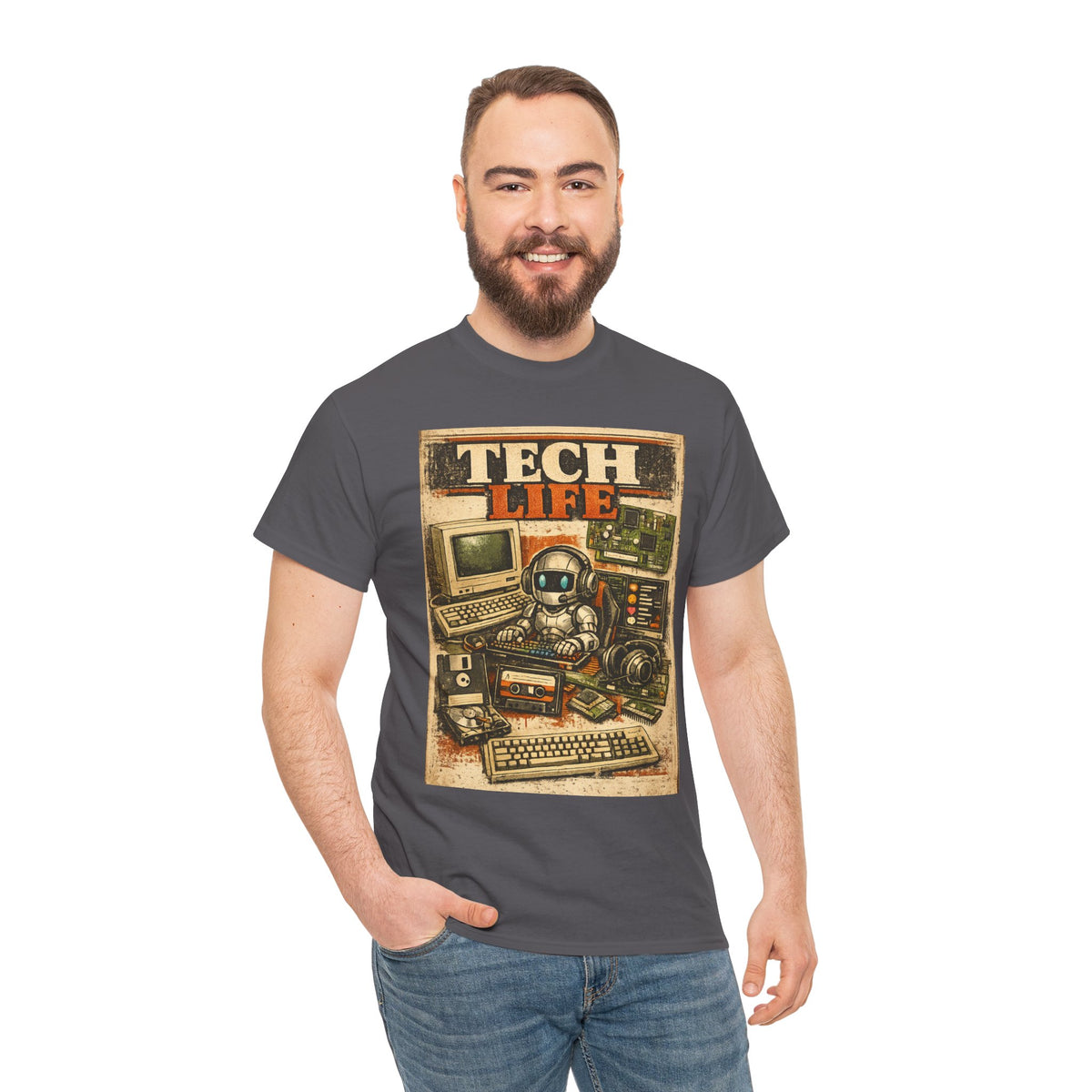 Tech Life T-Shirt — Retro Computer & Gadget Graphic Tee for Geeks