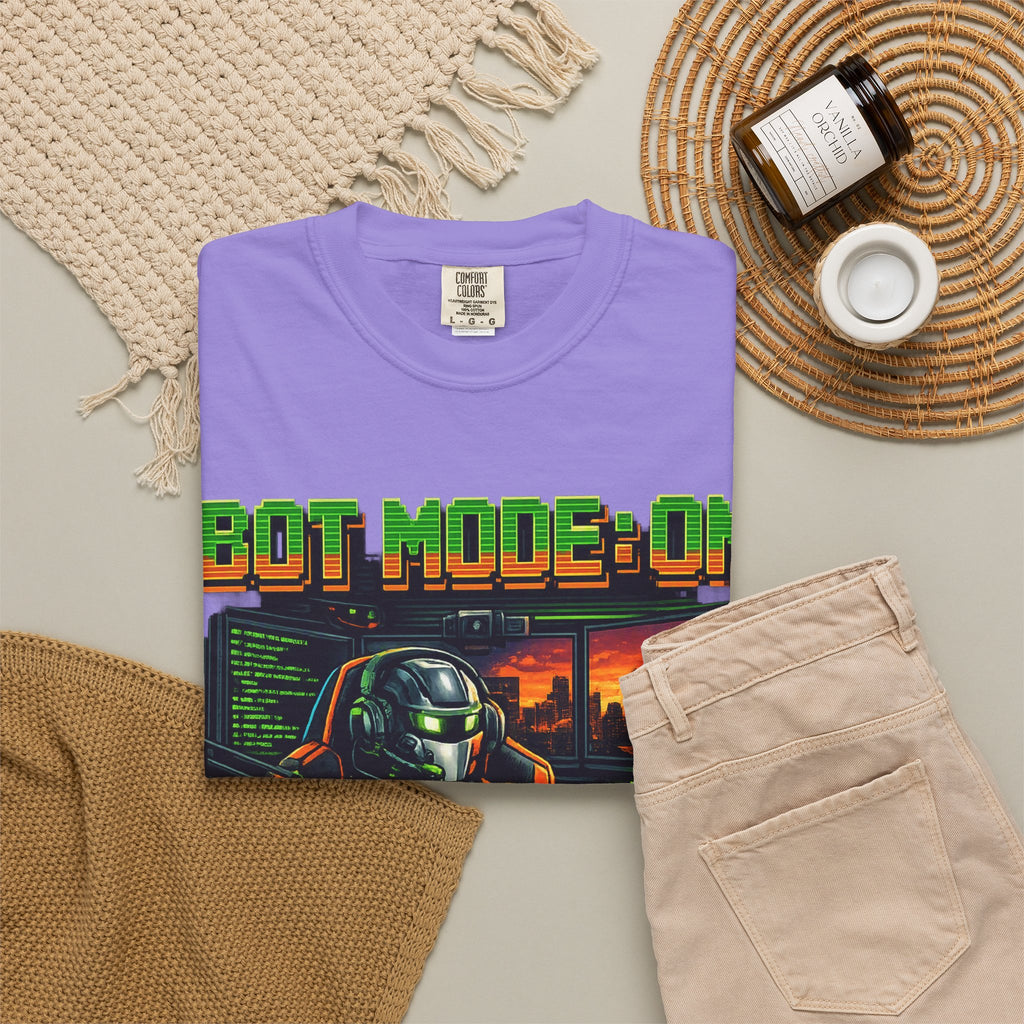 Bot Mode On T-Shirt — Retro Cyberpunk Robot Gamer Tee