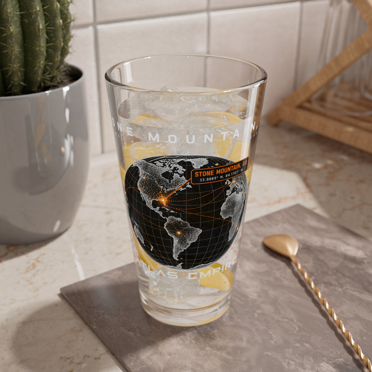 Mixing Glass — 16oz World Map Cocktail Pint Glass