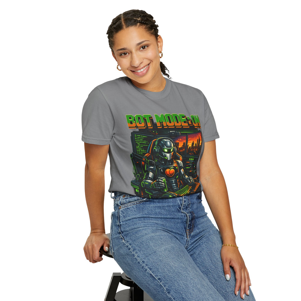Bot Mode On T-Shirt — Retro Cyberpunk Robot Gamer Tee