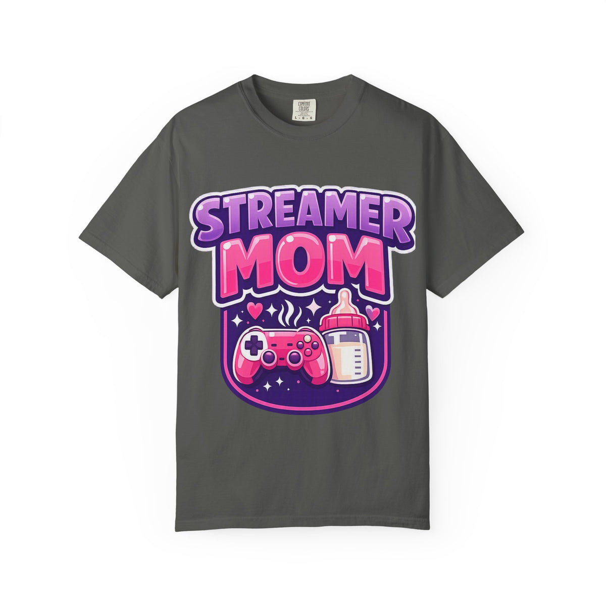 Streamer Mom T-Shirt — Gamer Mom Graphic Tee with Controller & Baby Bottle