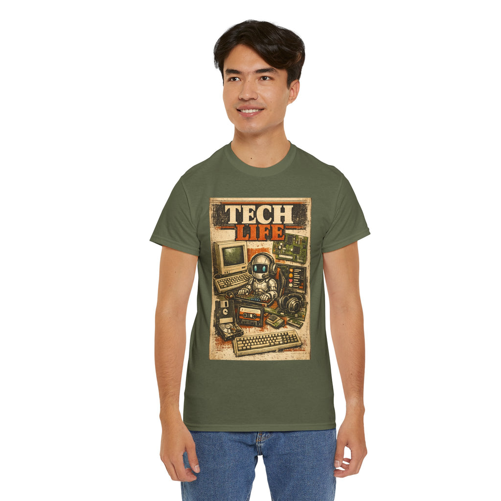 Tech Life T-Shirt — Retro Computer & Gadget Graphic Tee for Geeks