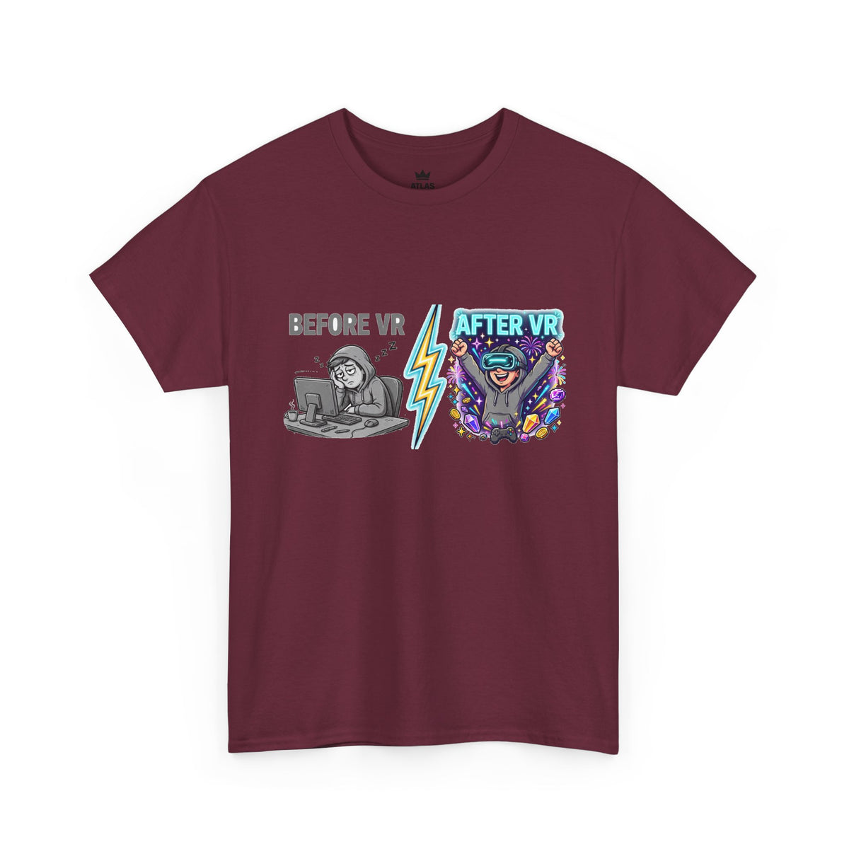 Before VR / After VR T-Shirt — Funny Gamer VR Reality Contrast Tee