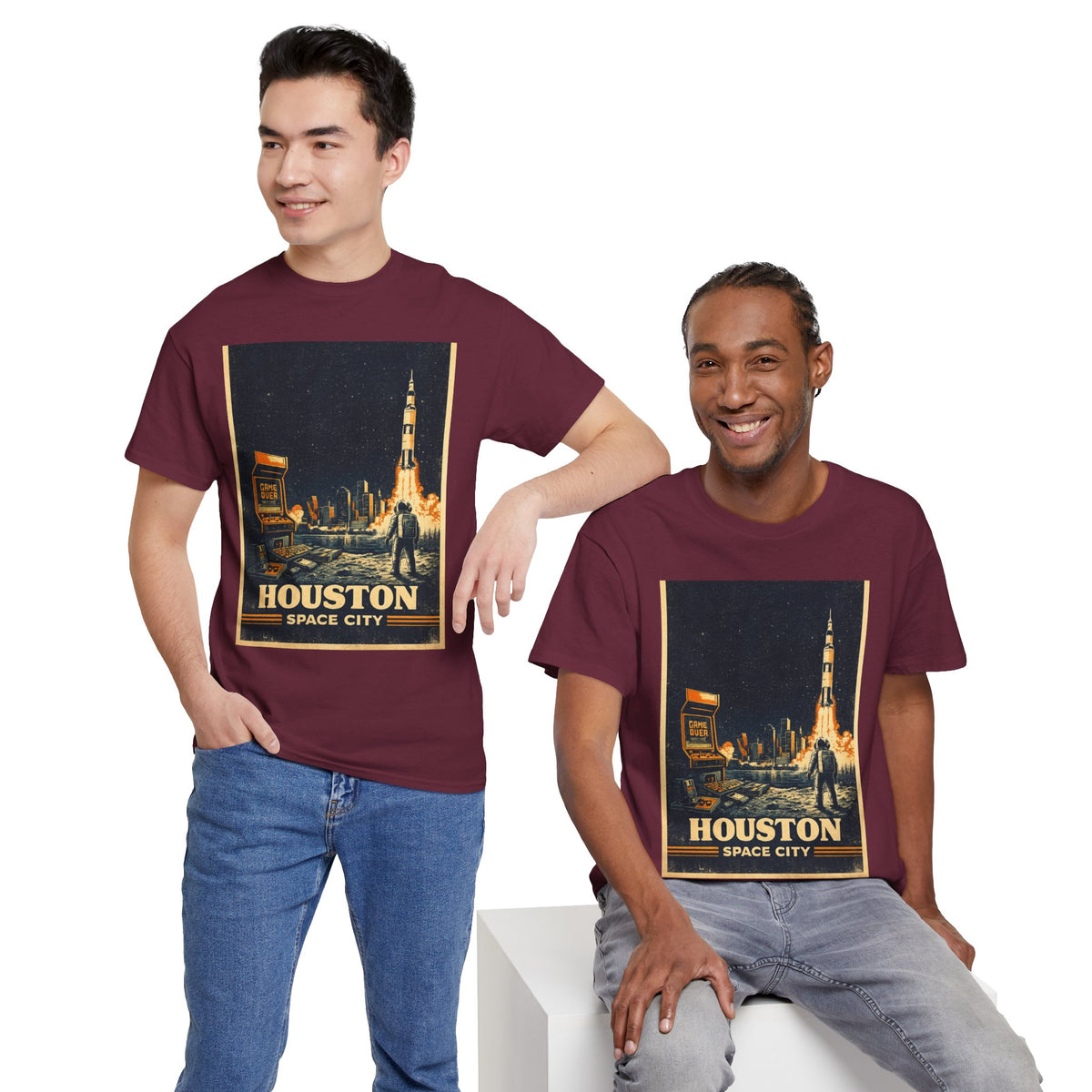 Houston Space City Rocket Launch Vintage T-Shirt