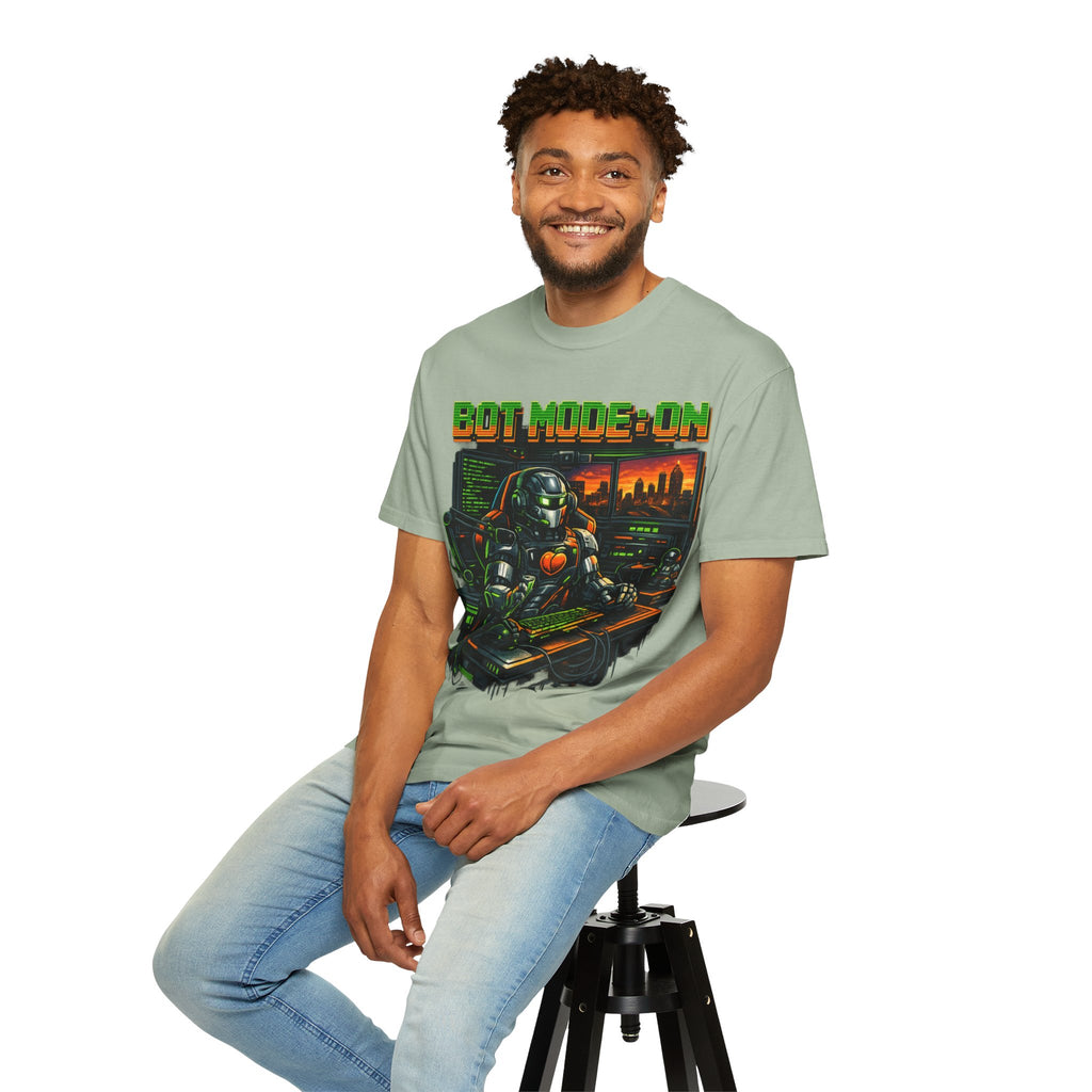 Bot Mode On T-Shirt — Retro Cyberpunk Robot Gamer Tee