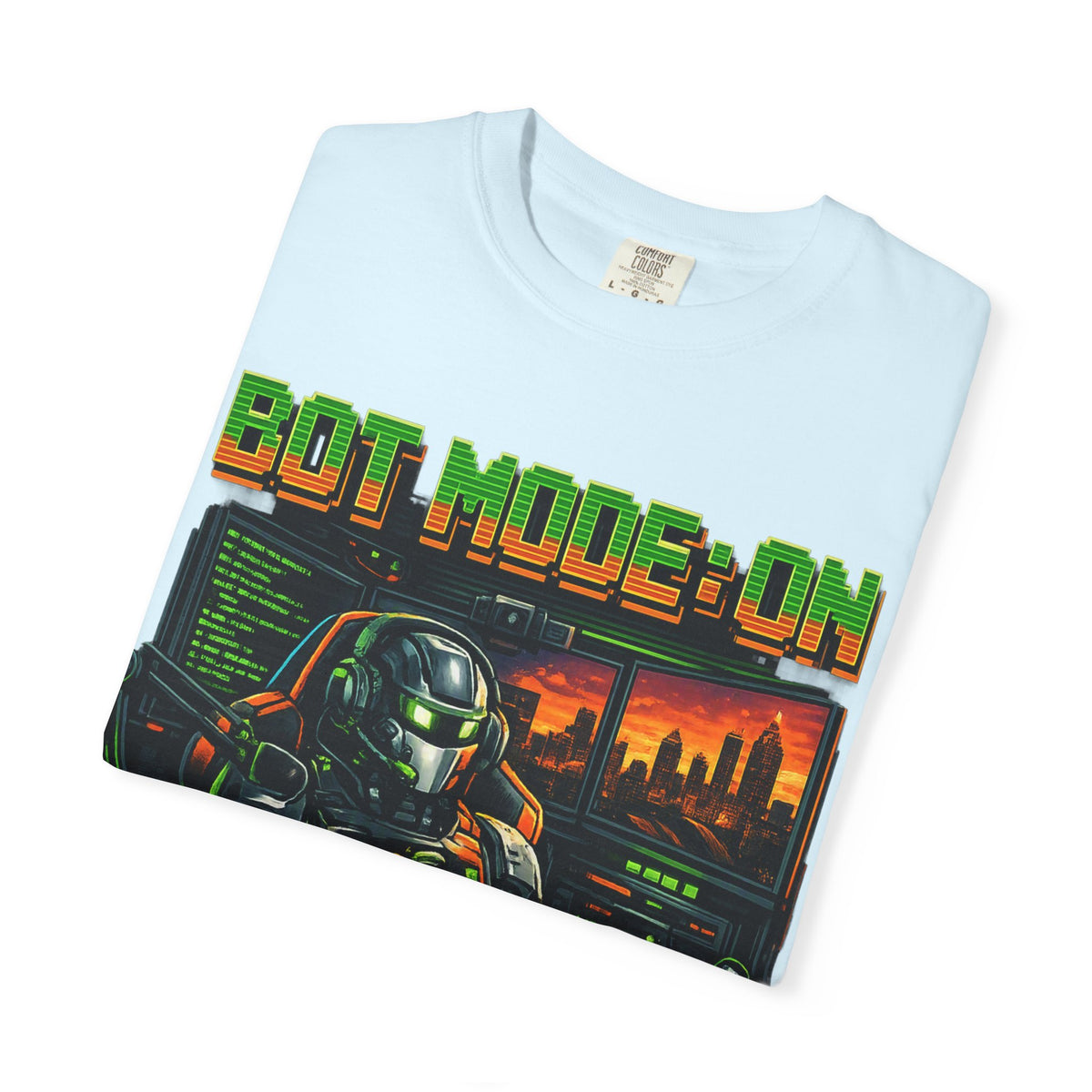 Bot Mode On T-Shirt — Retro Cyberpunk Robot Gamer Tee