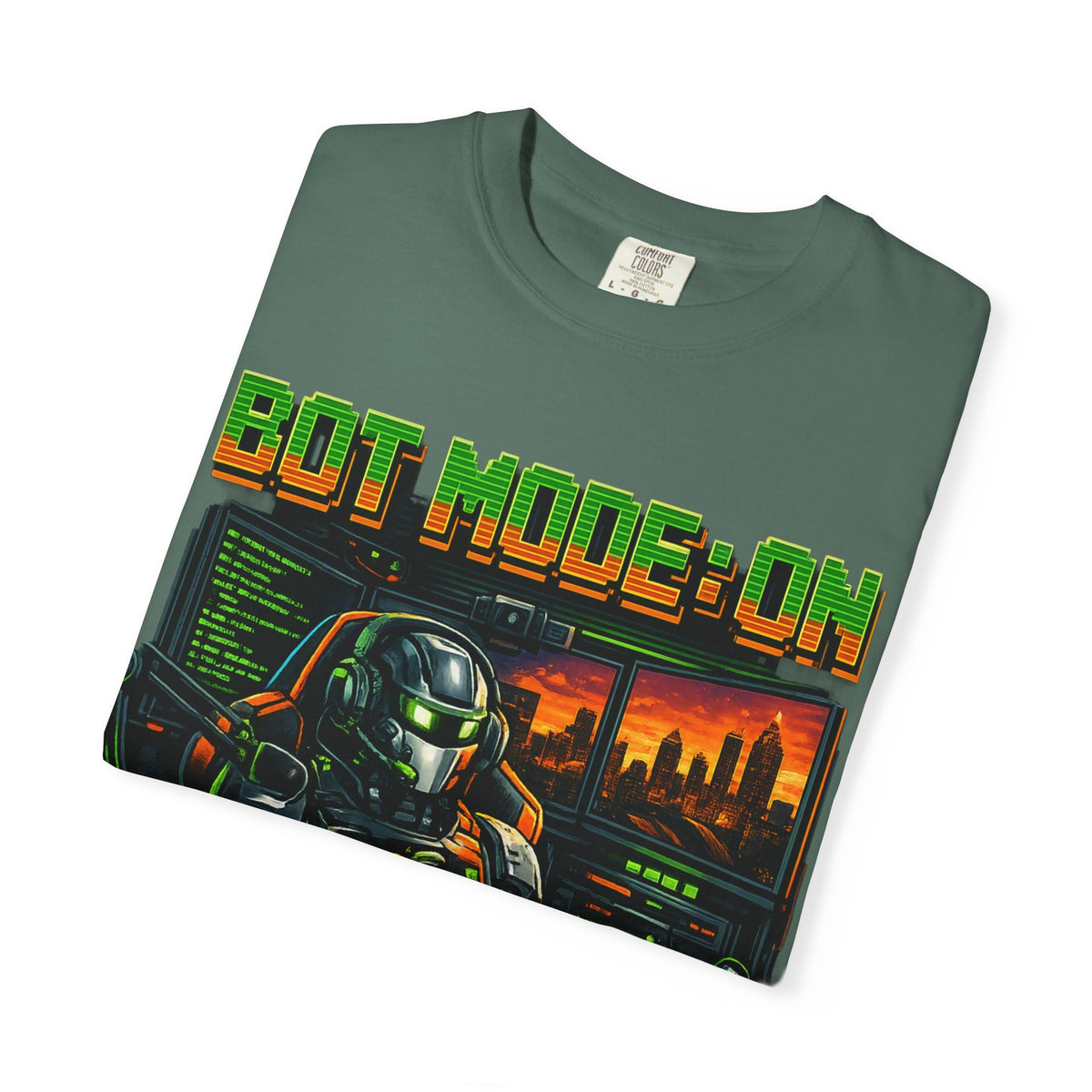 Bot Mode On T-Shirt — Retro Cyberpunk Robot Gamer Tee