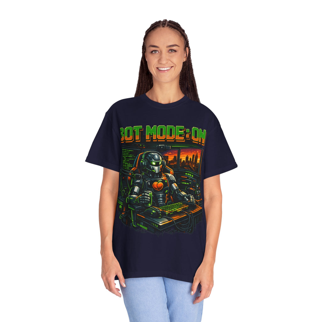 Bot Mode On T-Shirt — Retro Cyberpunk Robot Gamer Tee