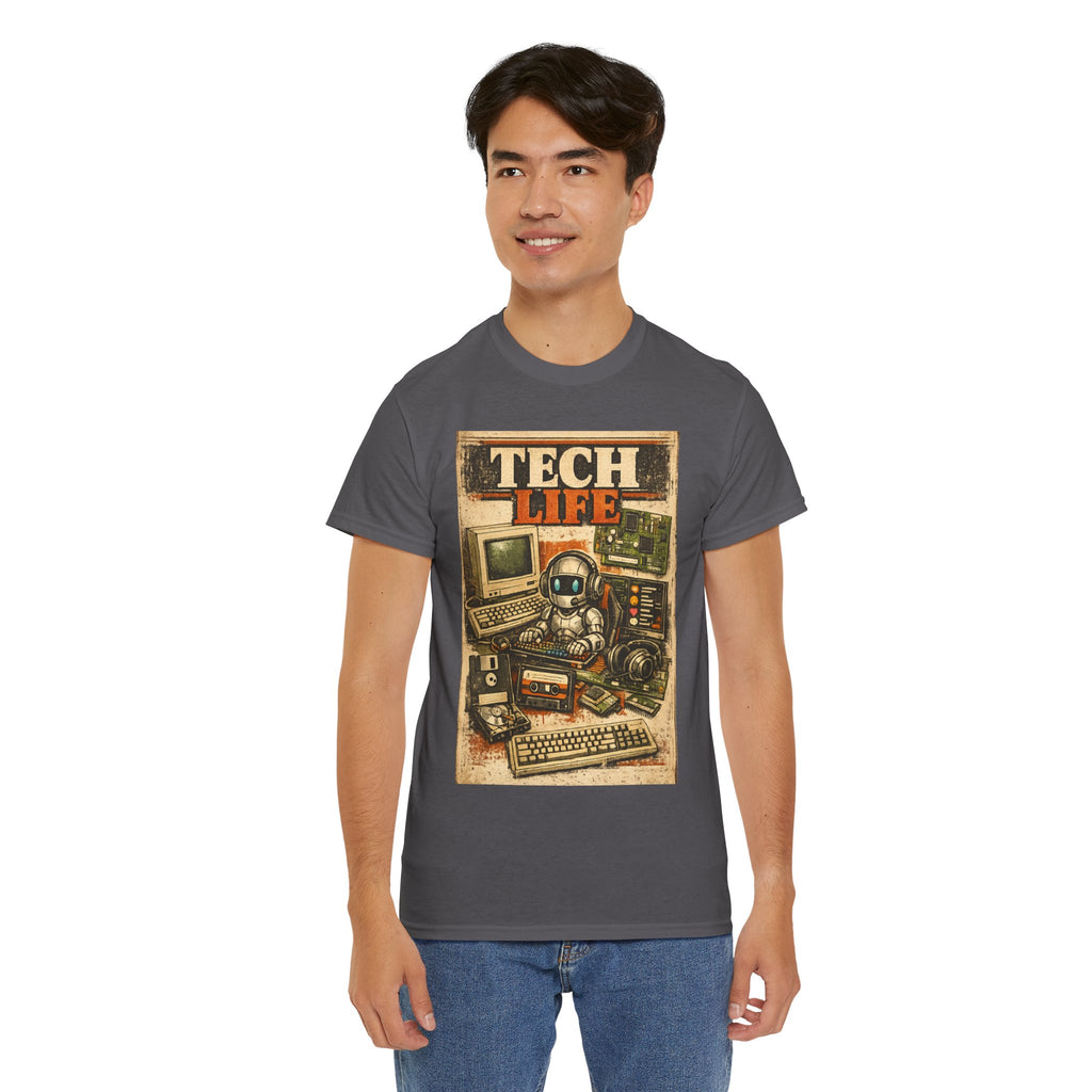 Tech Life T-Shirt — Retro Computer & Gadget Graphic Tee for Geeks