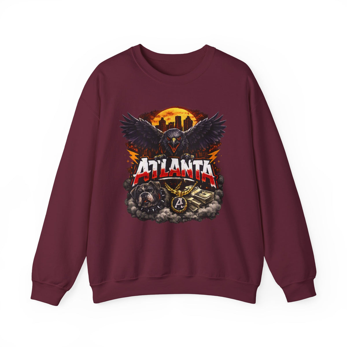Atlanta Raven Graphic Sweatshirt – City Skyline Vintage Motorcycle Design