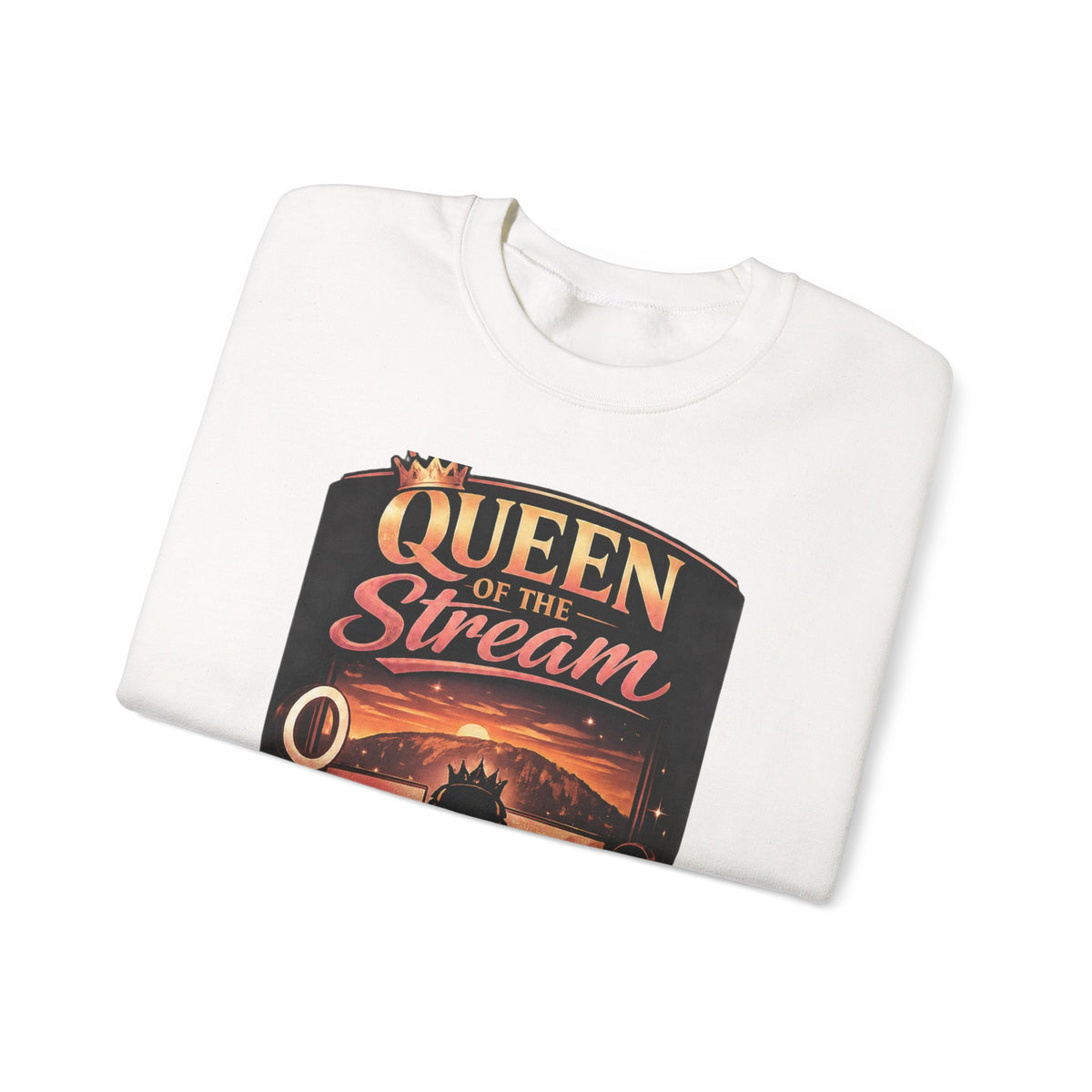 Queen of the Stream Crewneck Sweatshirt — Gamer Streaming Retro Design