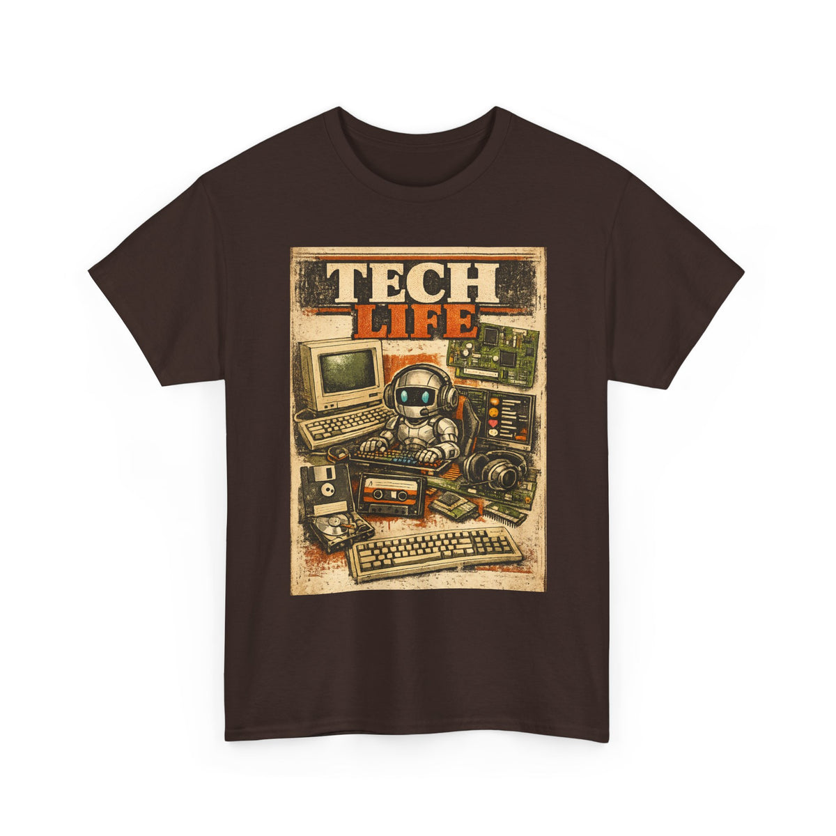 Tech Life T-Shirt — Retro Computer & Gadget Graphic Tee for Geeks