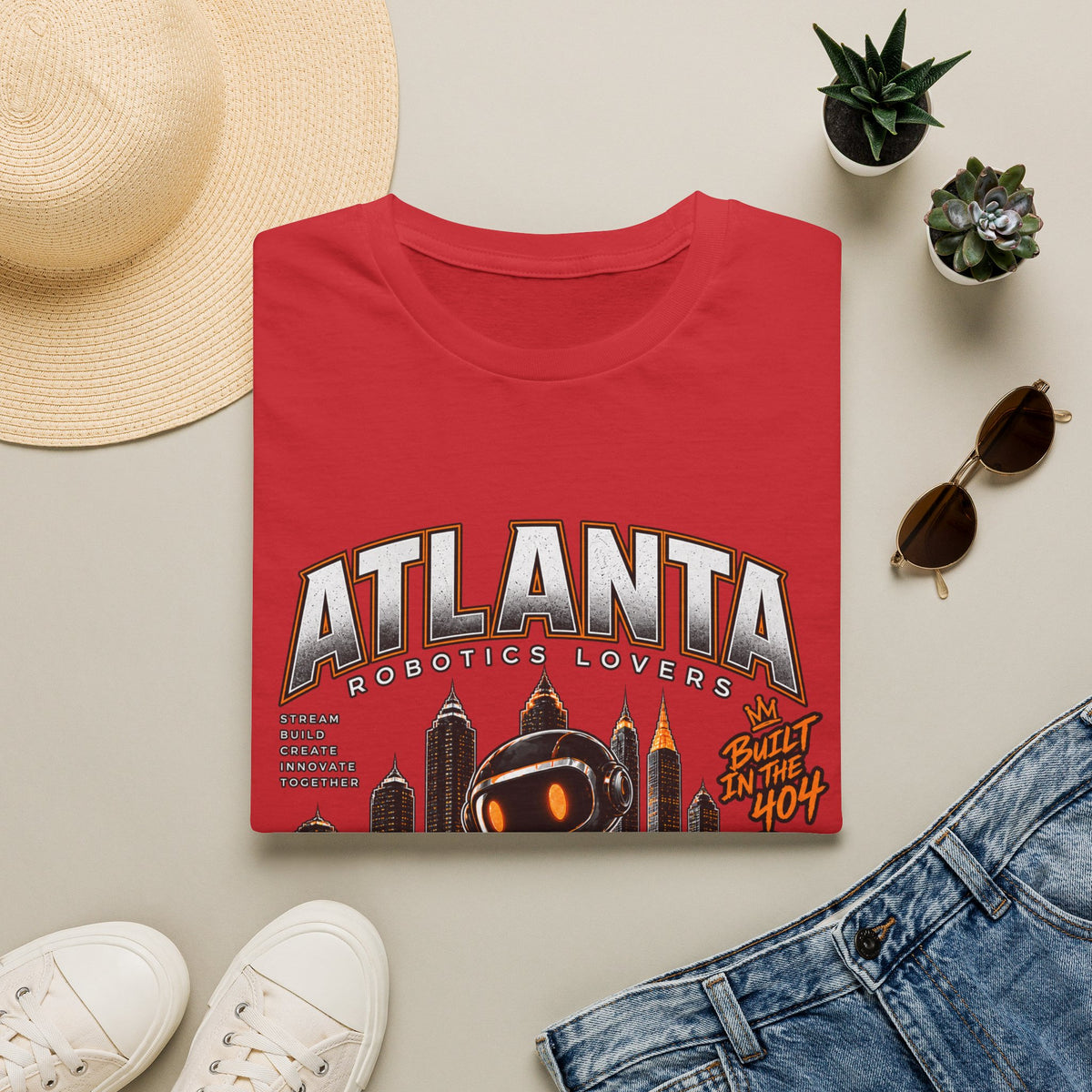 Atlanta Robotics Lovers T-Shirt — Retro City Skyline Tee