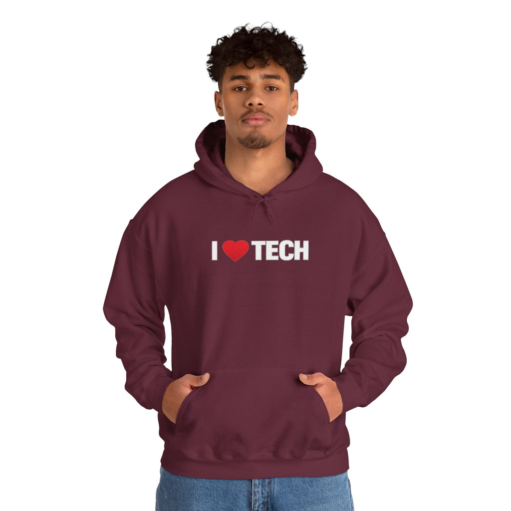 I  Tech Hoodie — "I Love Tech" Graphic Pullover for Tech Lovers