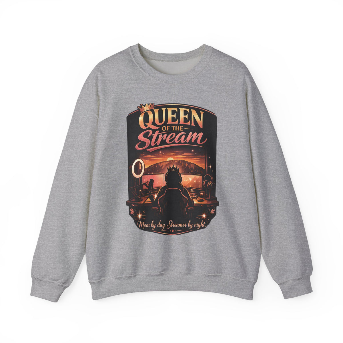 Queen of the Stream Crewneck Sweatshirt — Gamer Streaming Retro Design