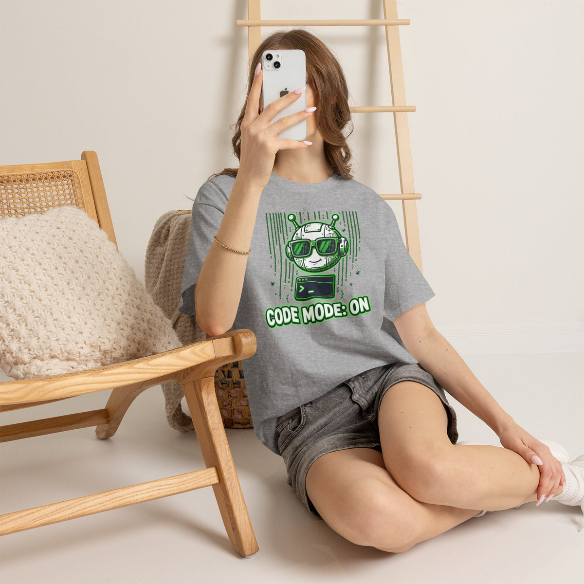 Code Mode On T-Shirt — Funny Programmer Alien Graphic Tee for Developers