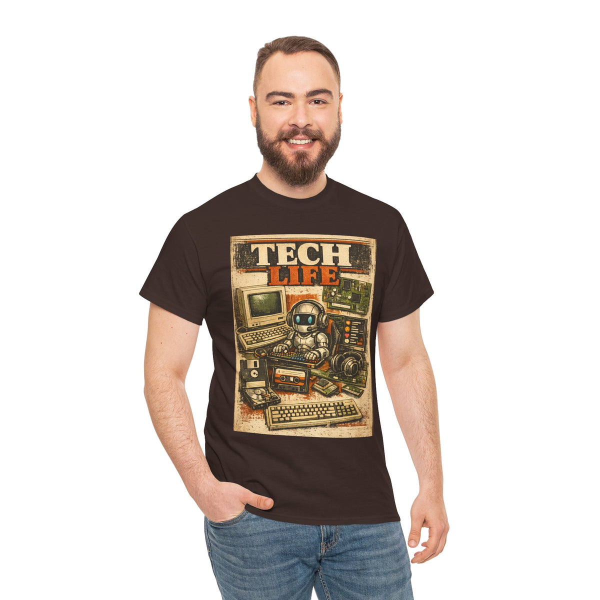 Tech Life T-Shirt — Retro Computer & Gadget Graphic Tee for Geeks