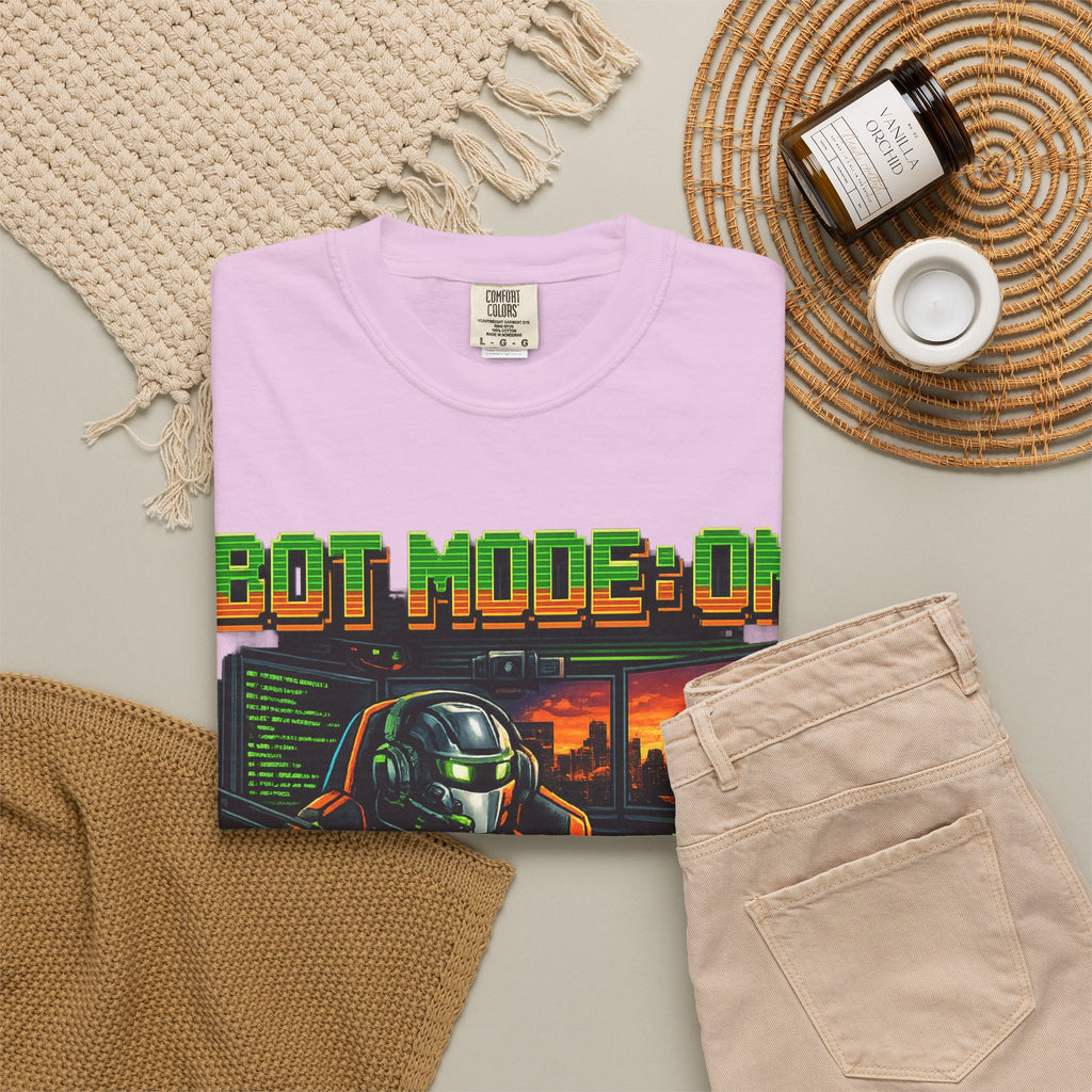 Bot Mode On T-Shirt — Retro Cyberpunk Robot Gamer Tee
