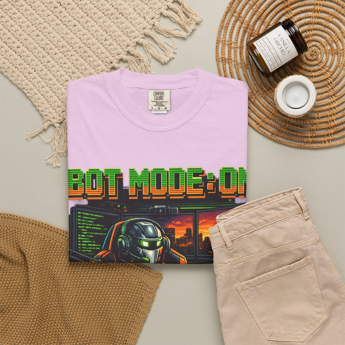 Bot Mode On T-Shirt — Retro Cyberpunk Robot Gamer Tee