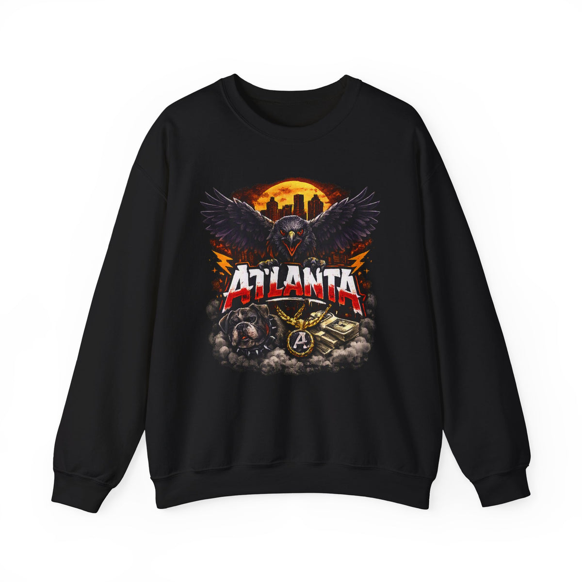 Atlanta Raven Graphic Sweatshirt – City Skyline Vintage Motorcycle Design
