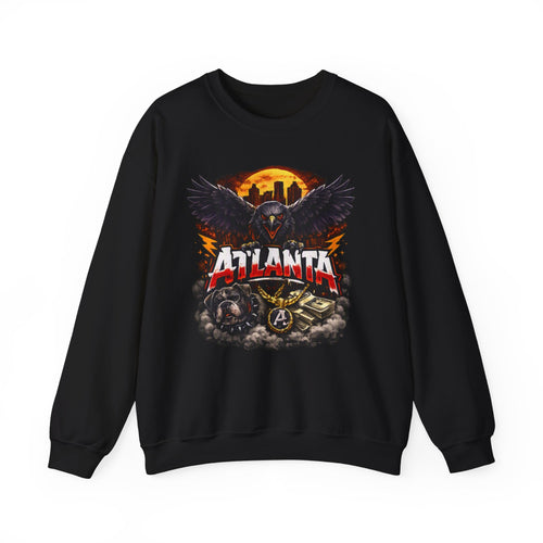 Atlanta Raven Graphic Sweatshirt – City Skyline Vintage Motorcycle Design