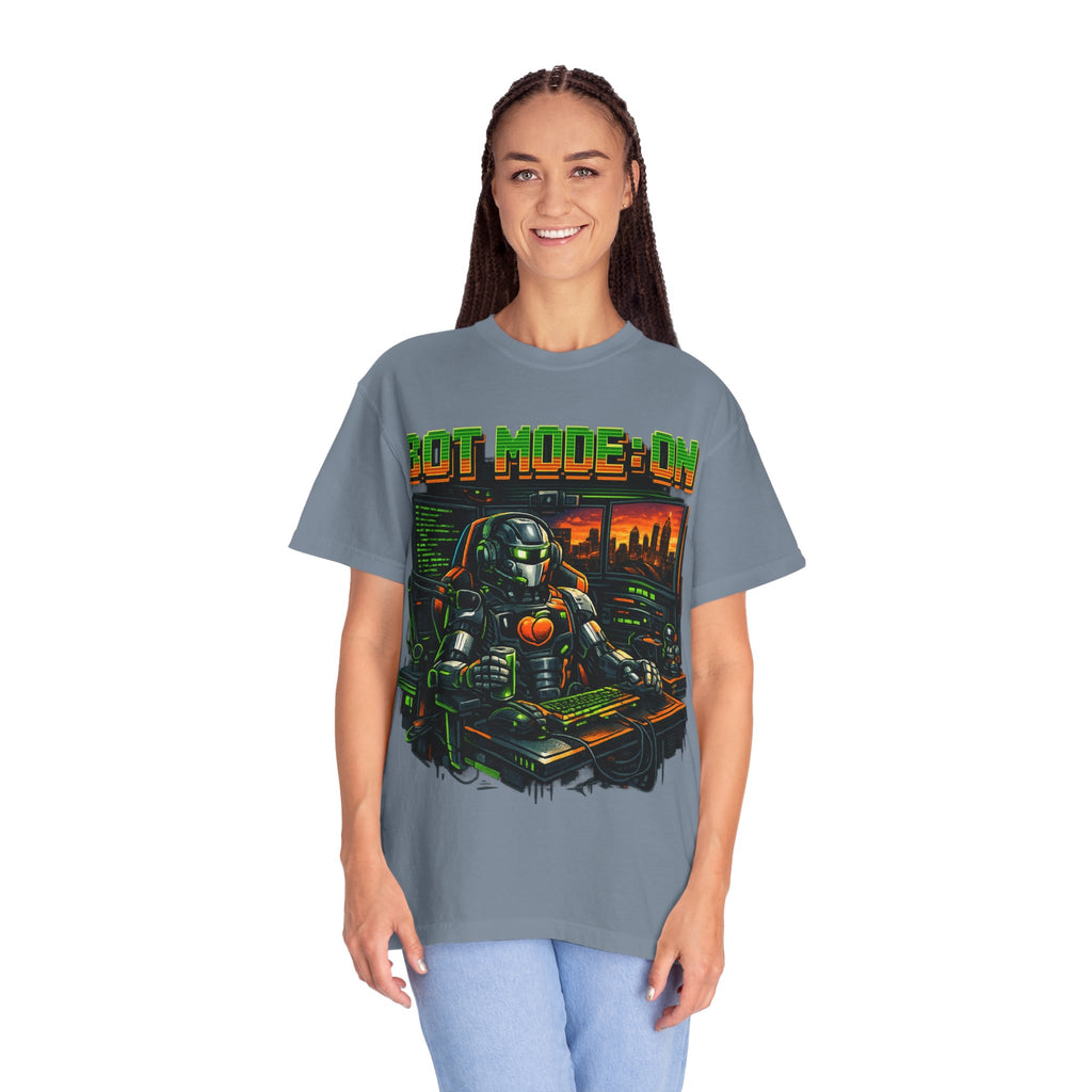Bot Mode On T-Shirt — Retro Cyberpunk Robot Gamer Tee