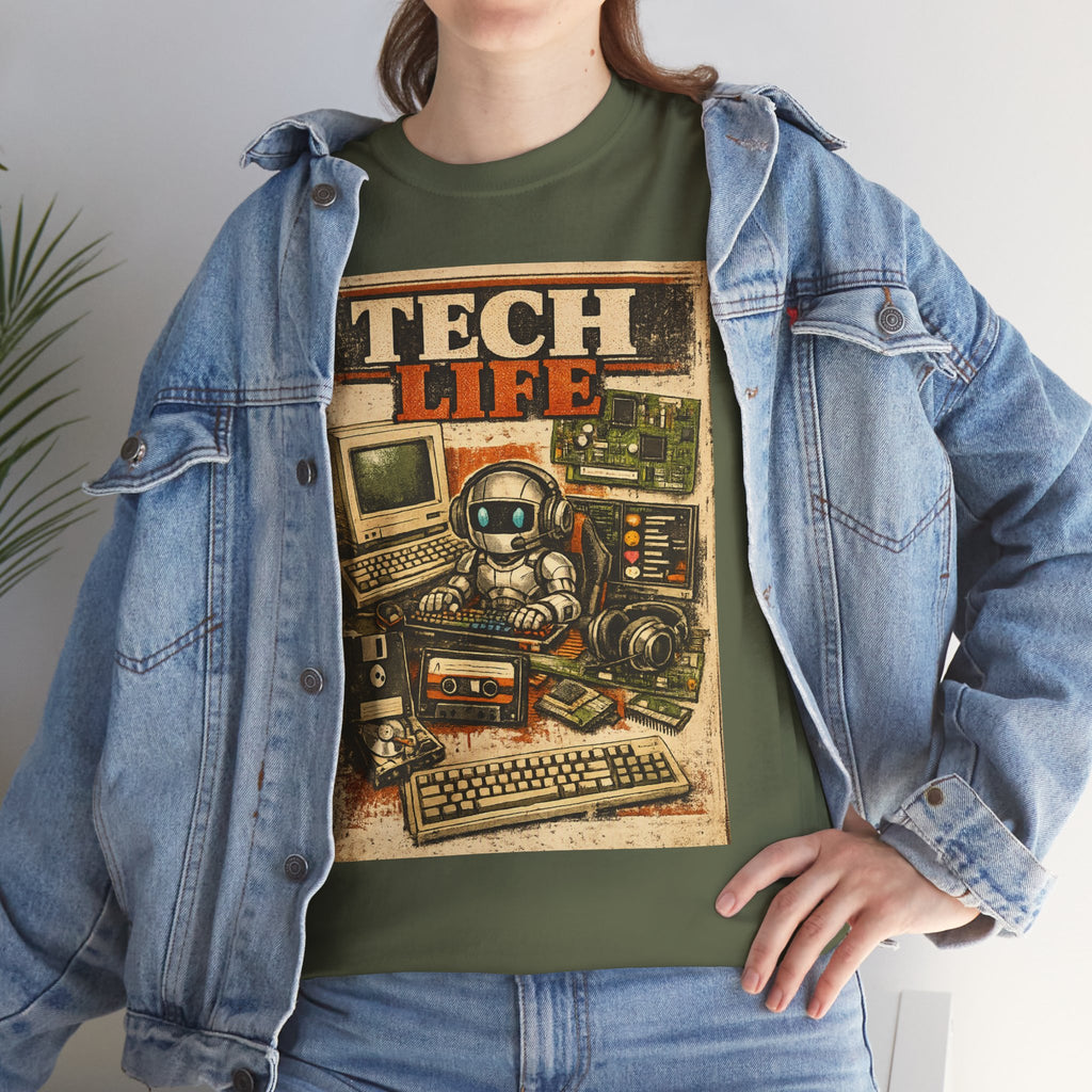 Tech Life T-Shirt — Retro Computer & Gadget Graphic Tee for Geeks