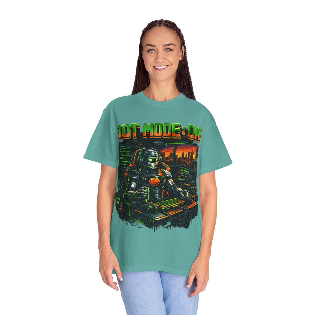 Bot Mode On T-Shirt — Retro Cyberpunk Robot Gamer Tee