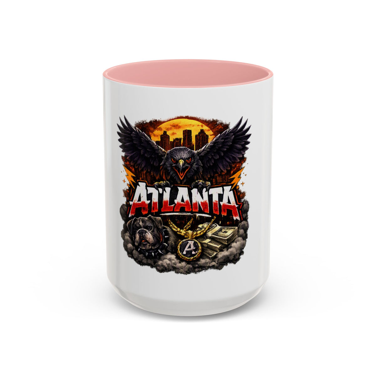Atlanta Raven Graphic Coffee Mug – City Skyline, Money & Bold Team Vibe (11/15oz)