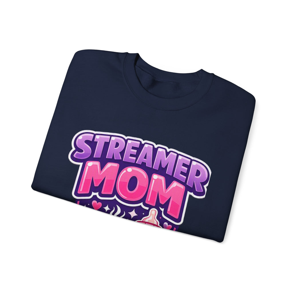 Streamer Mom Sweatshirt — Gamer Mom Crewneck with Controller & Baby Bottle Design