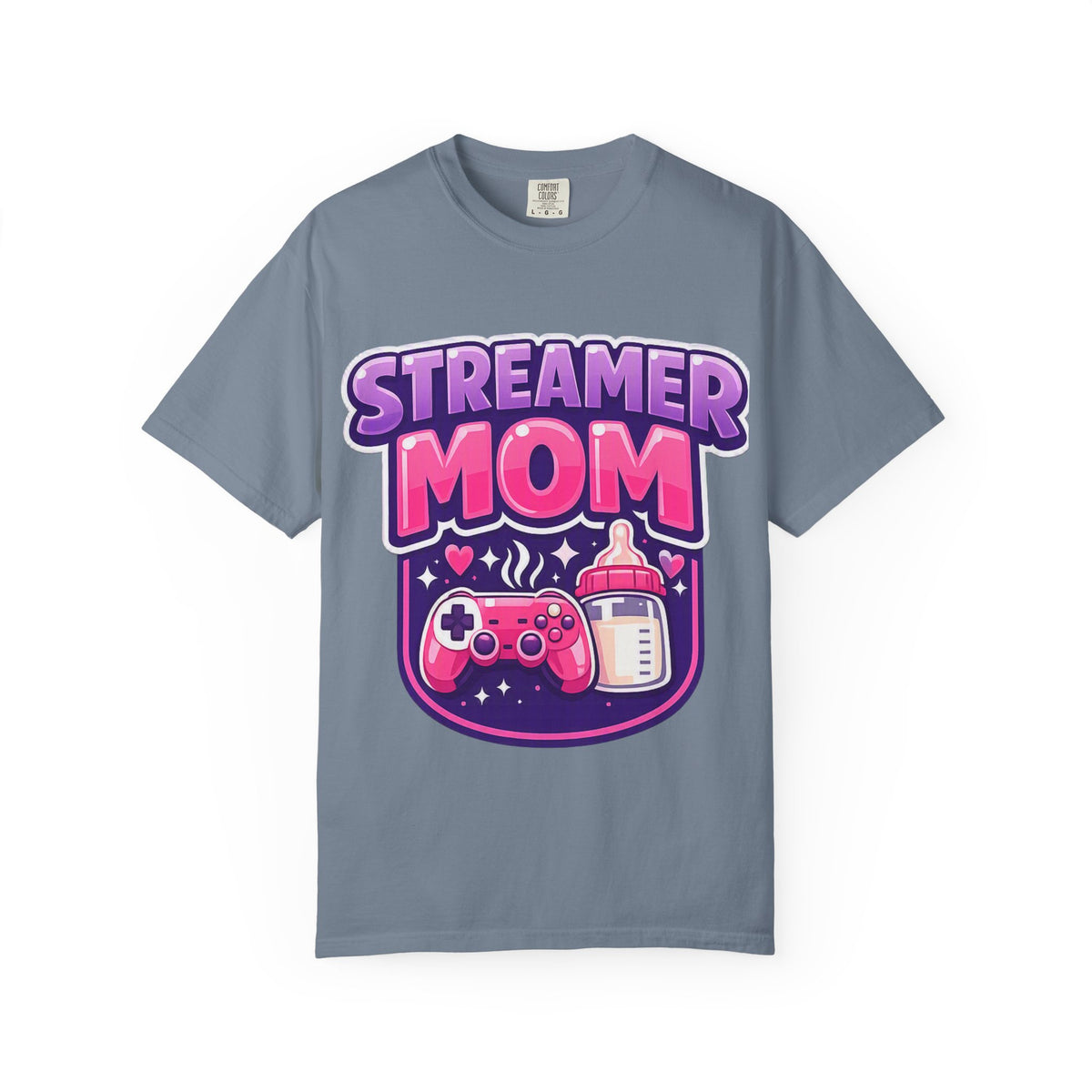 Streamer Mom T-Shirt — Gamer Mom Graphic Tee with Controller & Baby Bottle