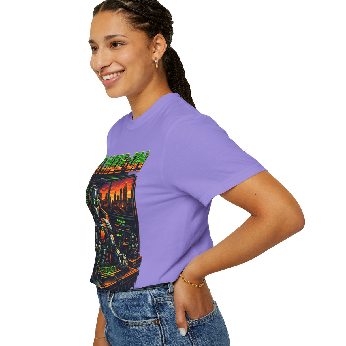 Bot Mode On T-Shirt — Retro Cyberpunk Robot Gamer Tee
