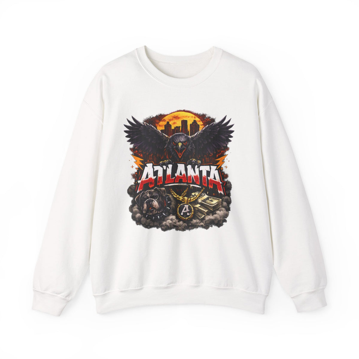 Atlanta Raven Graphic Sweatshirt – City Skyline Vintage Motorcycle Design