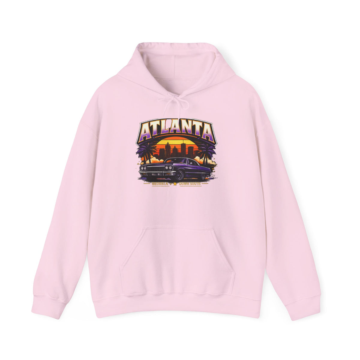 Atlanta Vintage Sunset Hoodie - Retro Car & Skyline Pullover