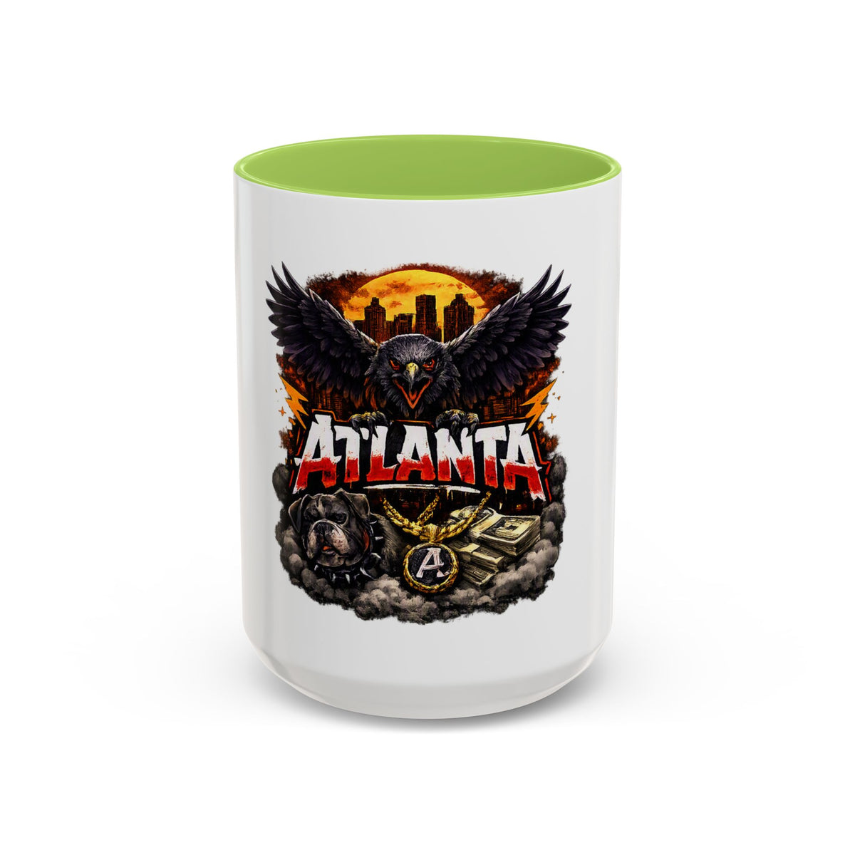 Atlanta Raven Graphic Coffee Mug – City Skyline, Money & Bold Team Vibe (11/15oz)