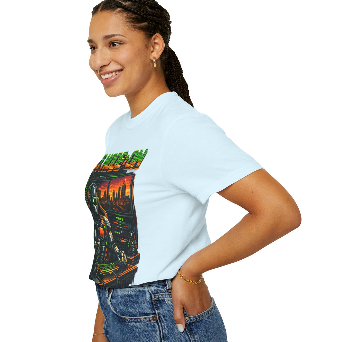 Bot Mode On T-Shirt — Retro Cyberpunk Robot Gamer Tee