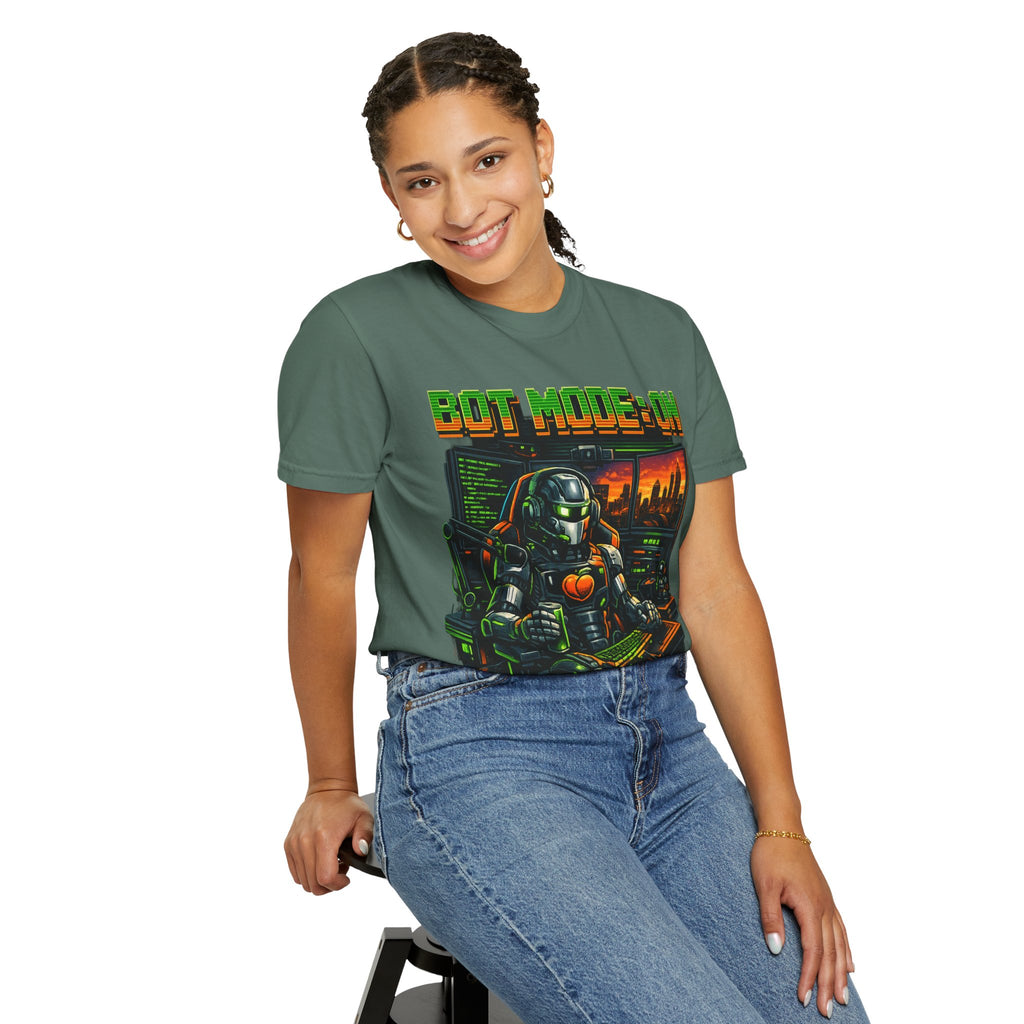 Bot Mode On T-Shirt — Retro Cyberpunk Robot Gamer Tee