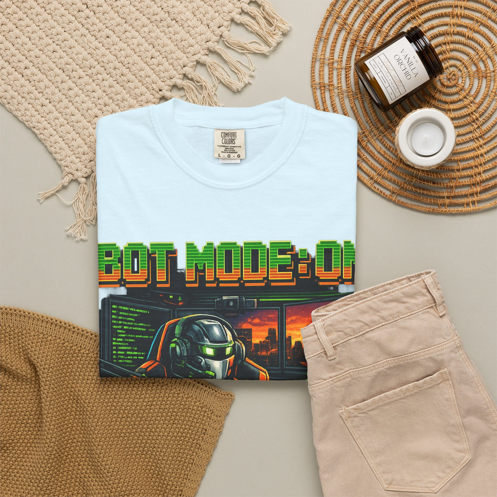 Bot Mode On T-Shirt — Retro Cyberpunk Robot Gamer Tee