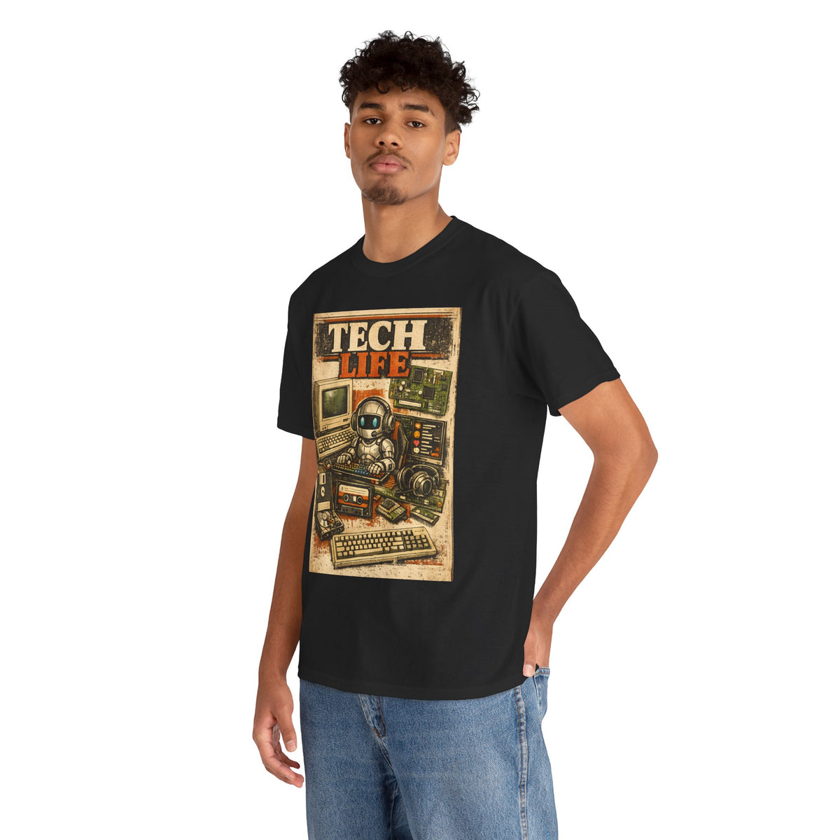 Tech Life T-Shirt — Retro Computer & Gadget Graphic Tee for Geeks